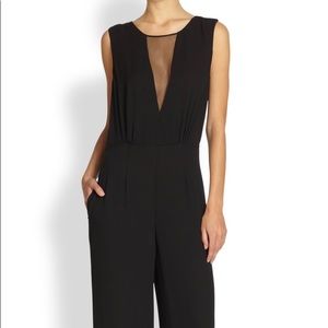 BCBG Sheer Paneled Wide Leg Jumpsuit Brand New